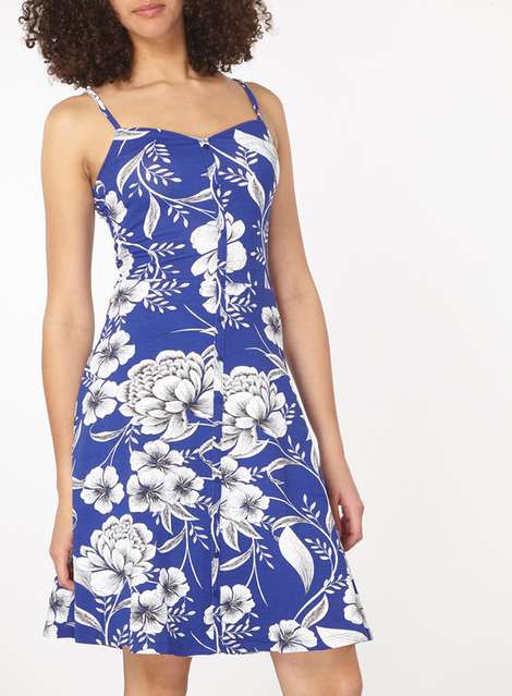 **Tall Cobalt Floral Camisole Dress